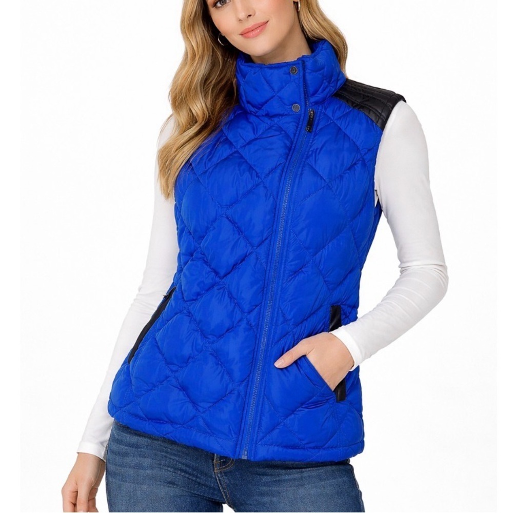 Andrew Marc New York Blue quilted vest puffer vest Size M